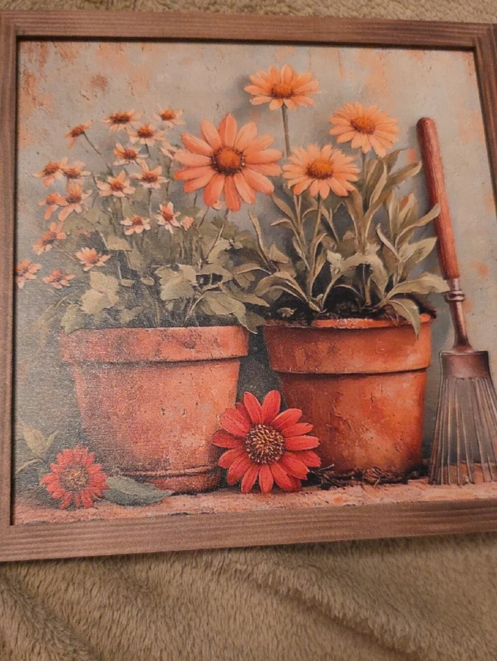 Rustic Orange Floral Wall Art Canvas Print